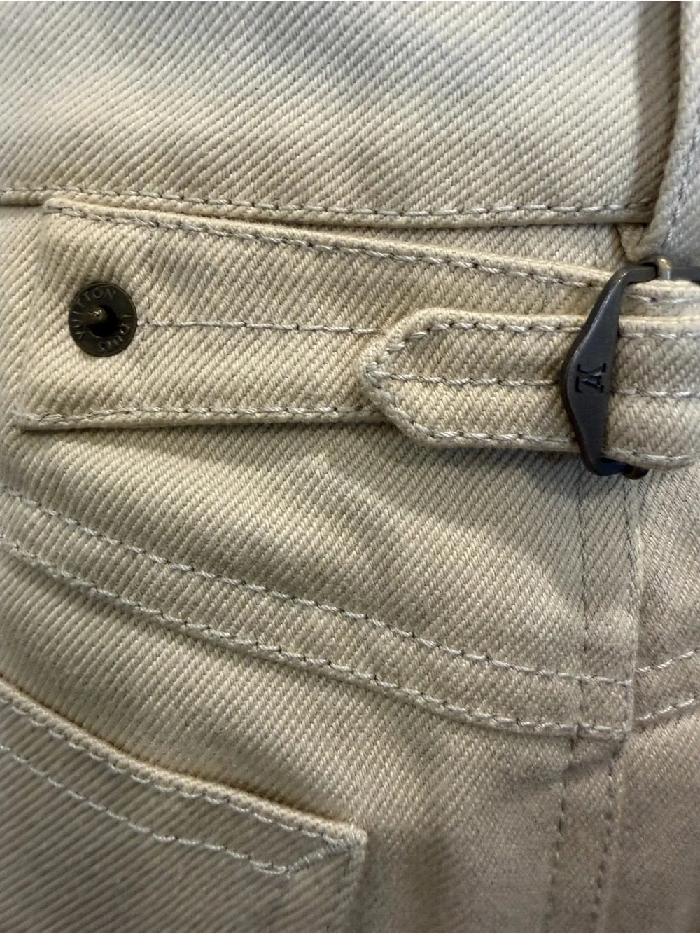 Louis Vuitton Beige Midi Pencil Skirt with Front Zip